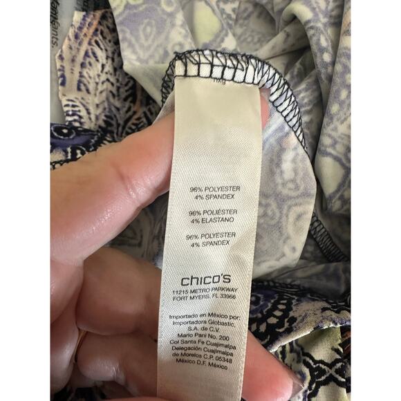 Chico's Geometric Palazzo Pants 2 Large Wide Leg Artsy Festival - Picture 7 of 8